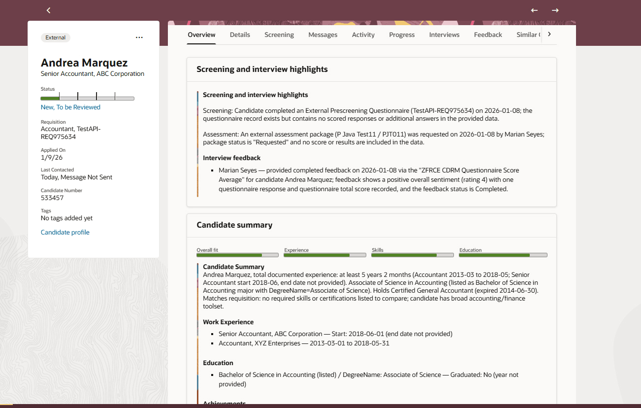 Oracle HCM Cloud Recruit 26B – K8 Mead